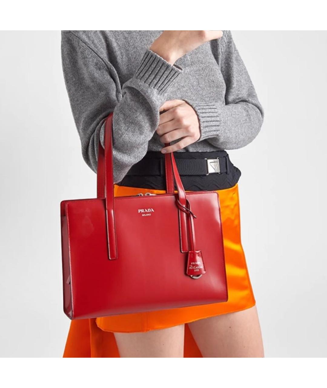 PRADA Красная кожаная сумка тоут, фото 3