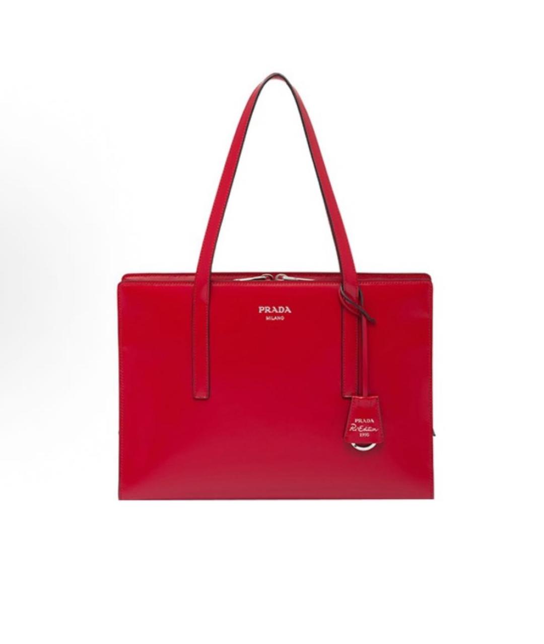 PRADA Красная кожаная сумка тоут, фото 6