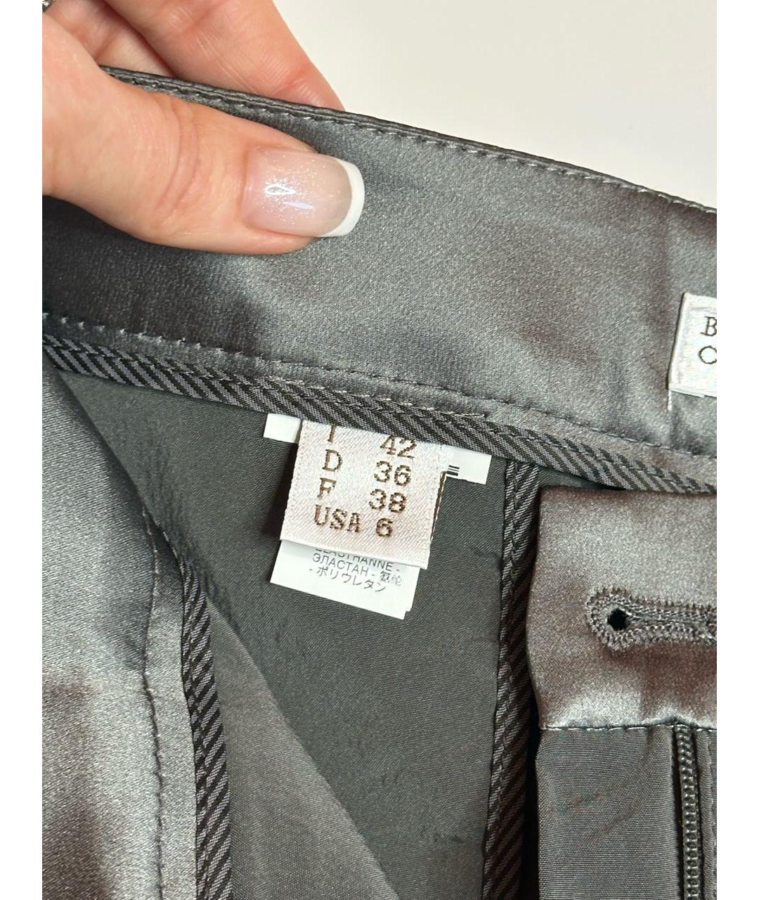 BRUNELLO CUCINELLI Антрацитовые шелковые прямые брюки, фото 7