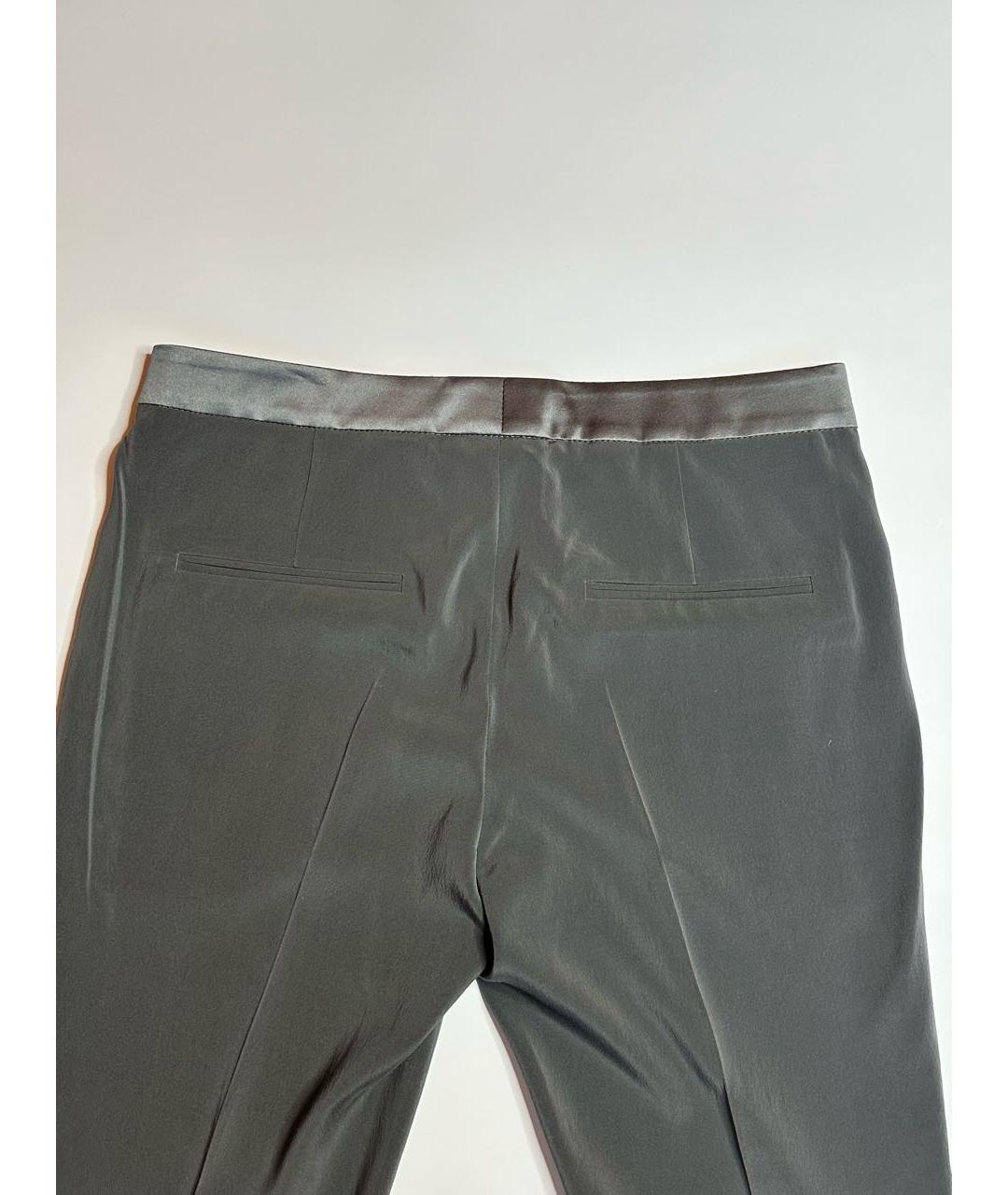 BRUNELLO CUCINELLI Антрацитовые шелковые прямые брюки, фото 8