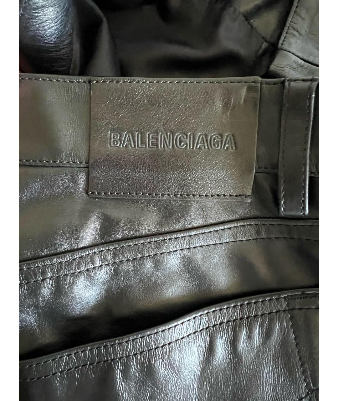 BALENCIAGA Черные кожаные прямые брюки, фото 3
