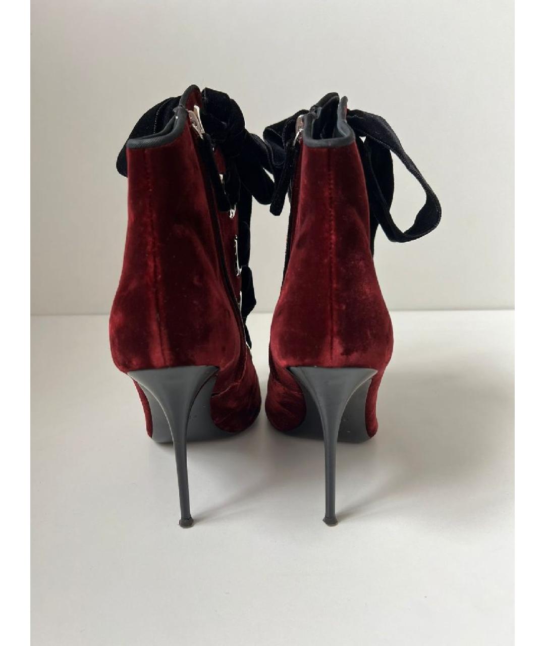 GIUSEPPE ZANOTTI DESIGN Бордовые бархатные ботильоны, фото 4