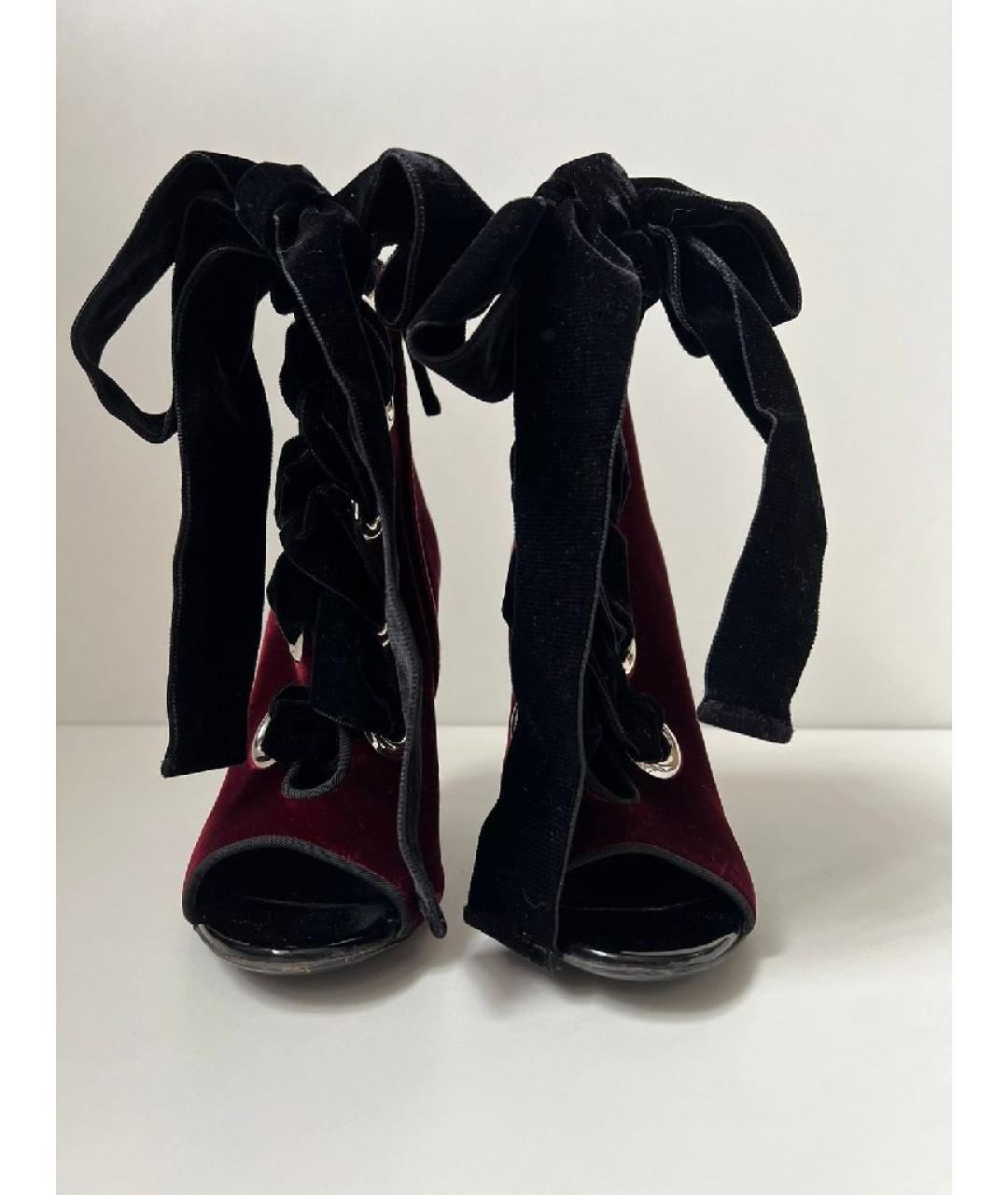 GIUSEPPE ZANOTTI DESIGN Бордовые бархатные ботильоны, фото 3