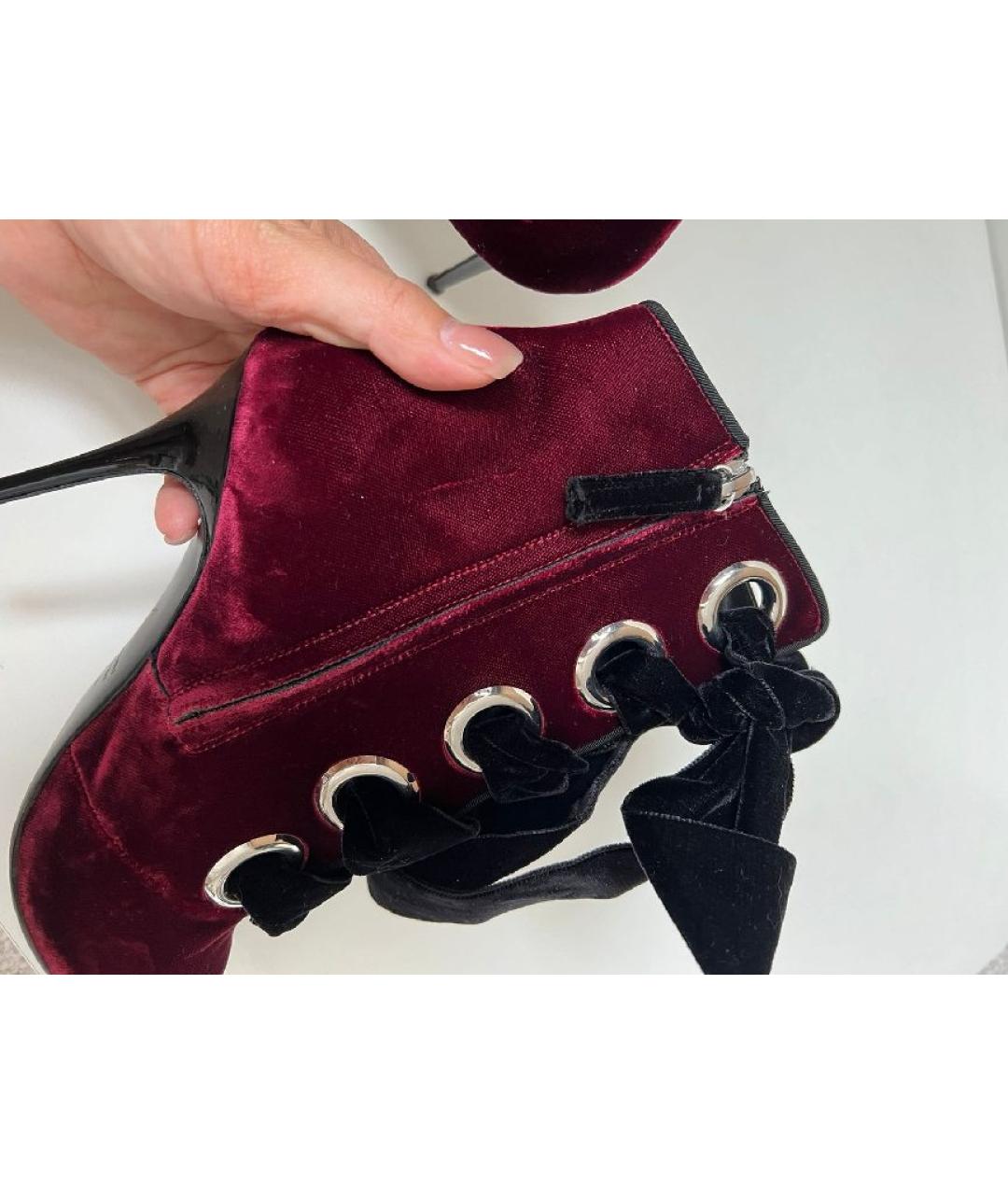 GIUSEPPE ZANOTTI DESIGN Бордовые бархатные ботильоны, фото 7
