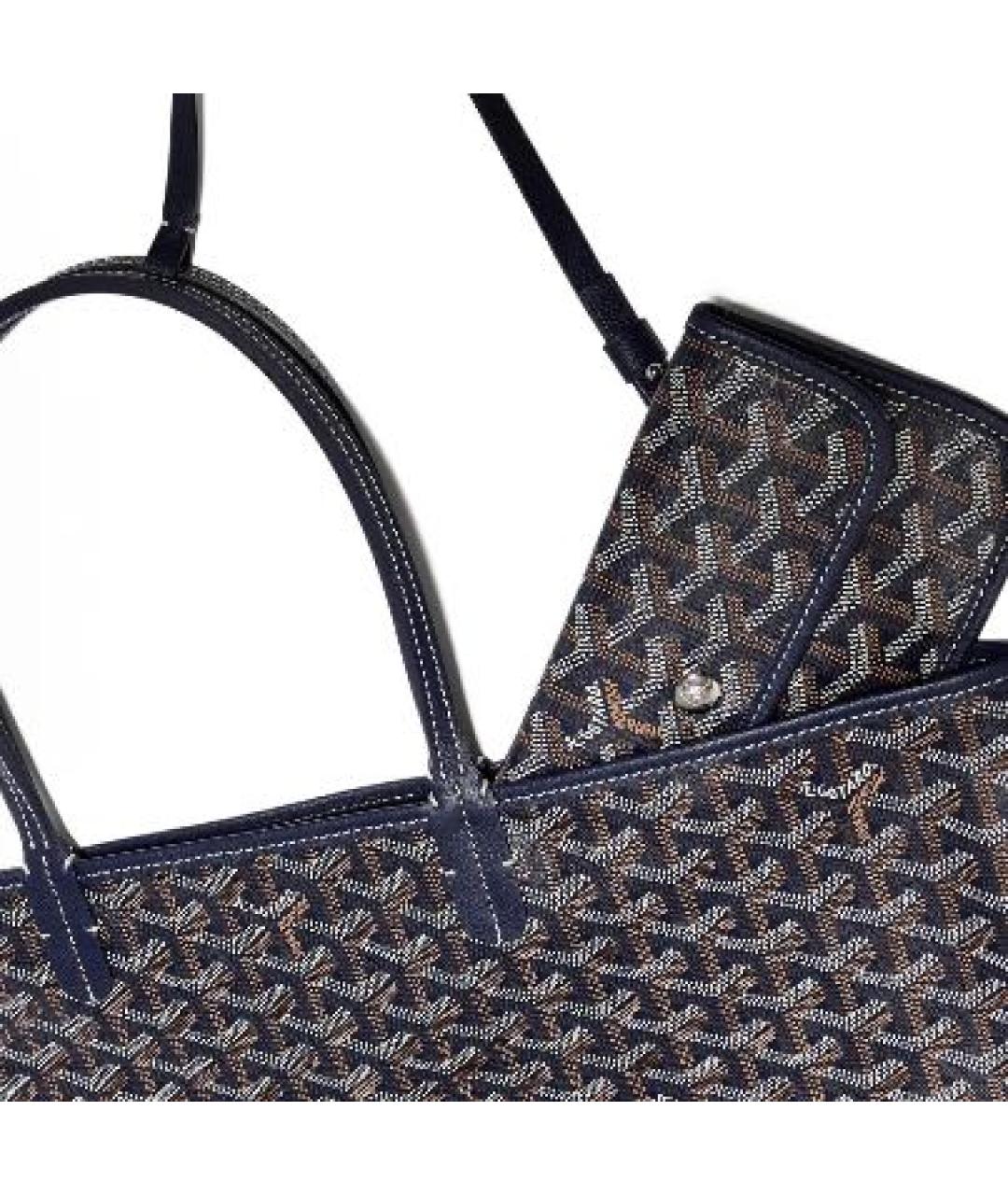 GOYARD Темно-синяя кожаная сумка тоут, фото 4