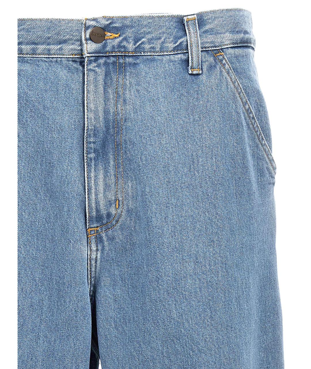 CARHARTT WIP Голубые хлопковые прямые джинсы, фото 2
