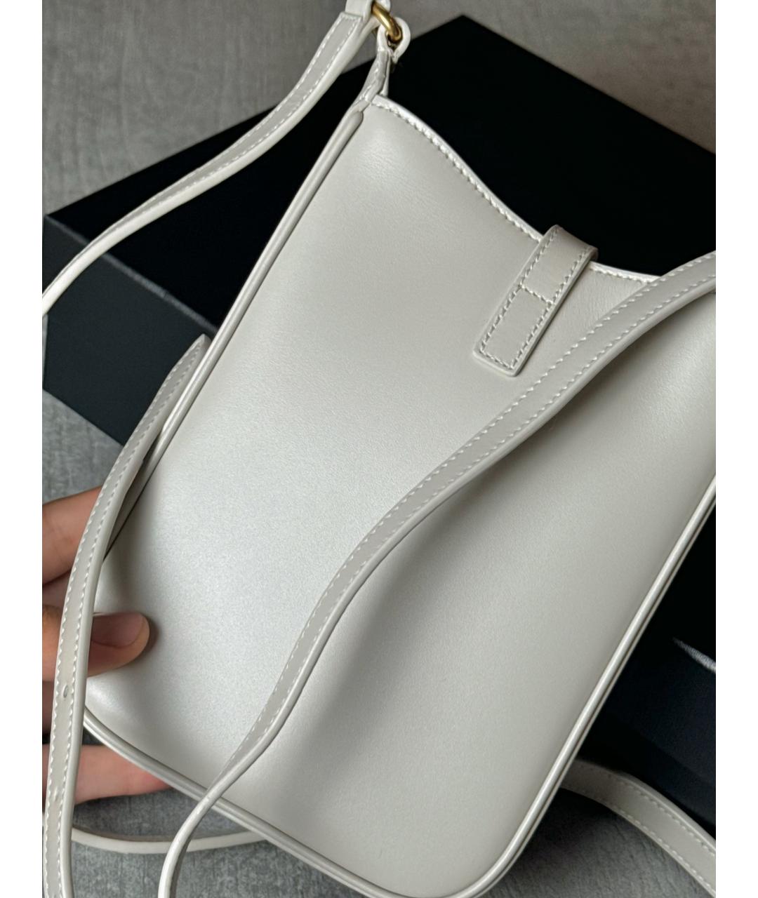 SAINT LAURENT Бежевая кожаная сумка через плечо, фото 3