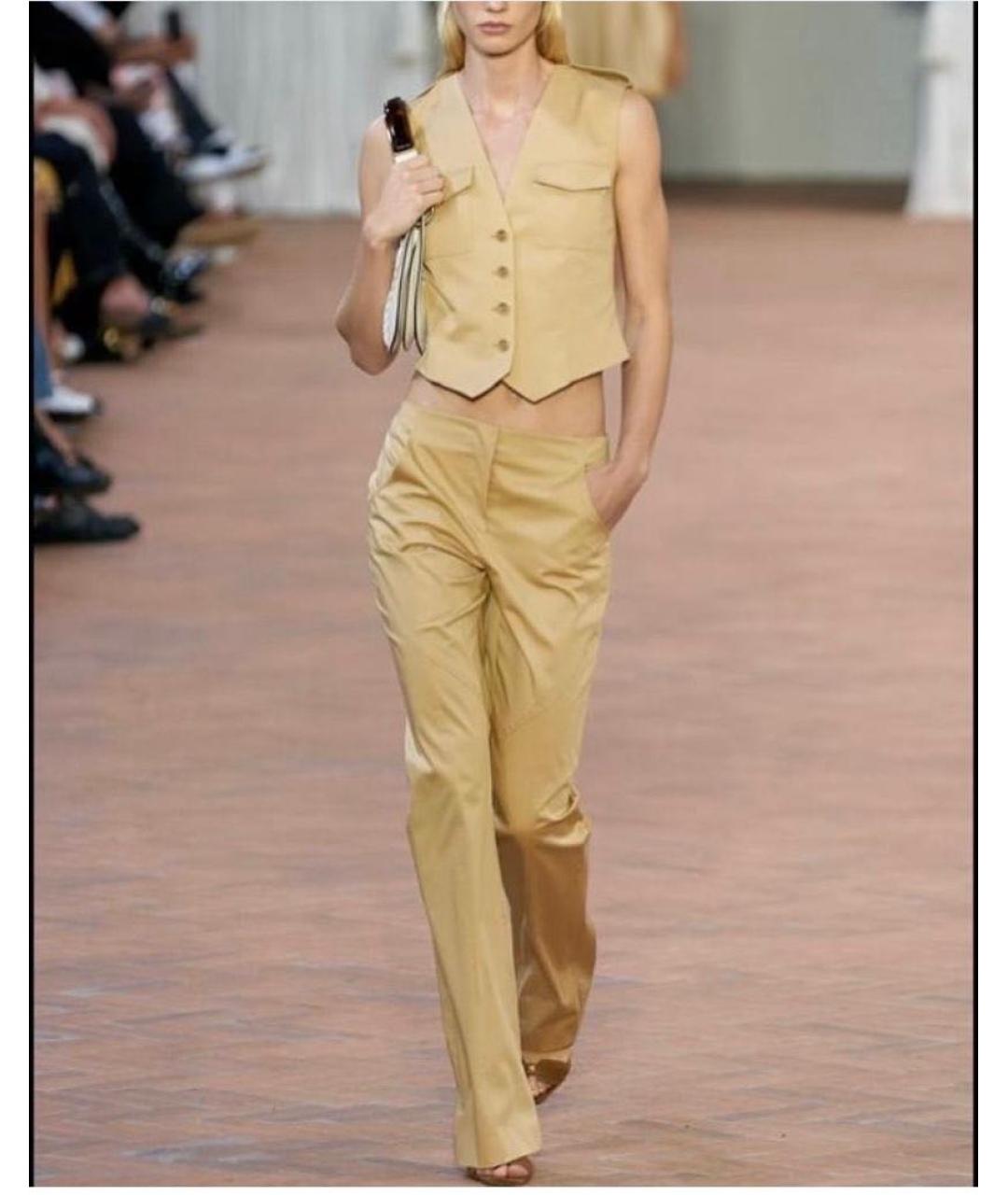 ALBERTA FERRETTI Бежевые хлопковые прямые брюки, фото 7