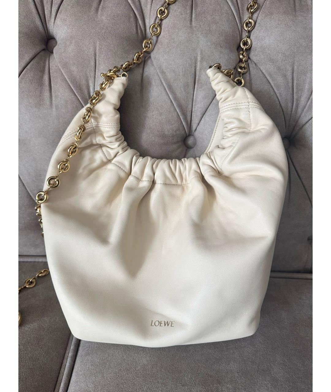 LOEWE Бежевая кожаная сумка через плечо, фото 4