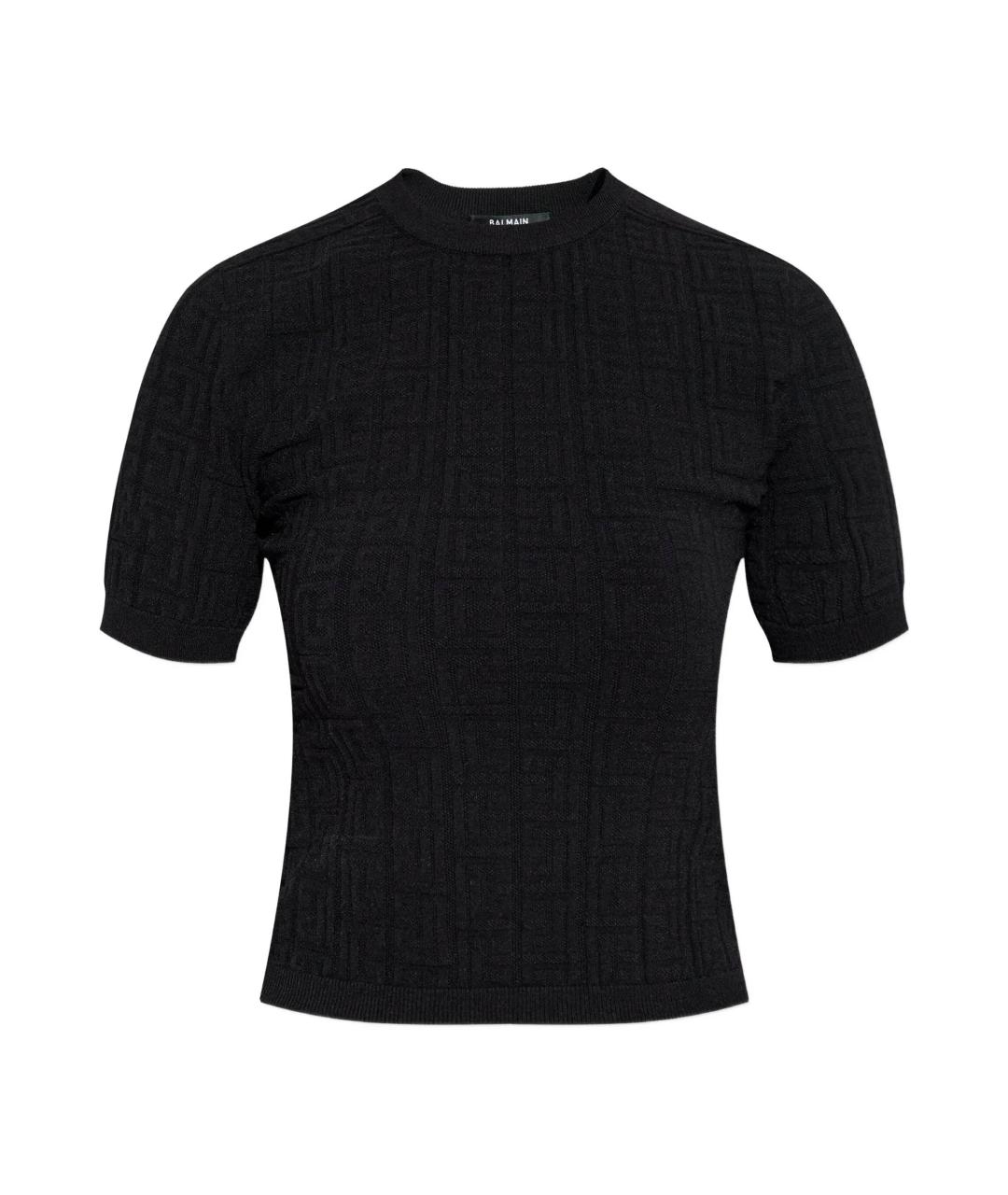 BALMAIN Черная шерстяная футболка, фото 1