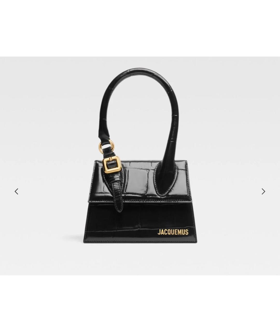 JACQUEMUS Черная кожаная сумка с короткими ручками, фото 7