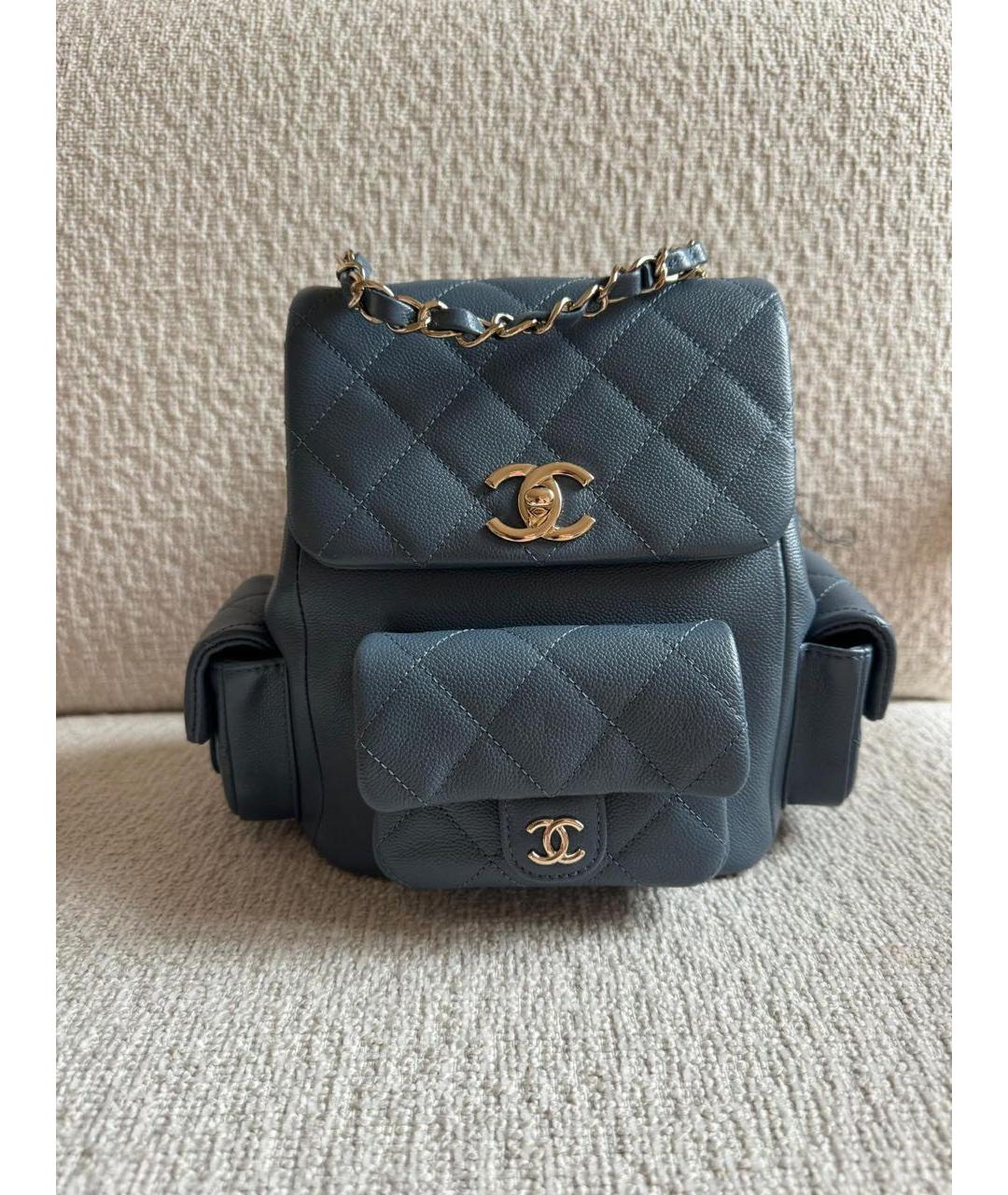 CHANEL Голубая кожаная сумка через плечо, фото 7