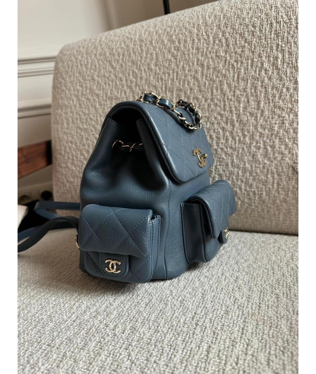CHANEL Голубая кожаная сумка через плечо, фото 6