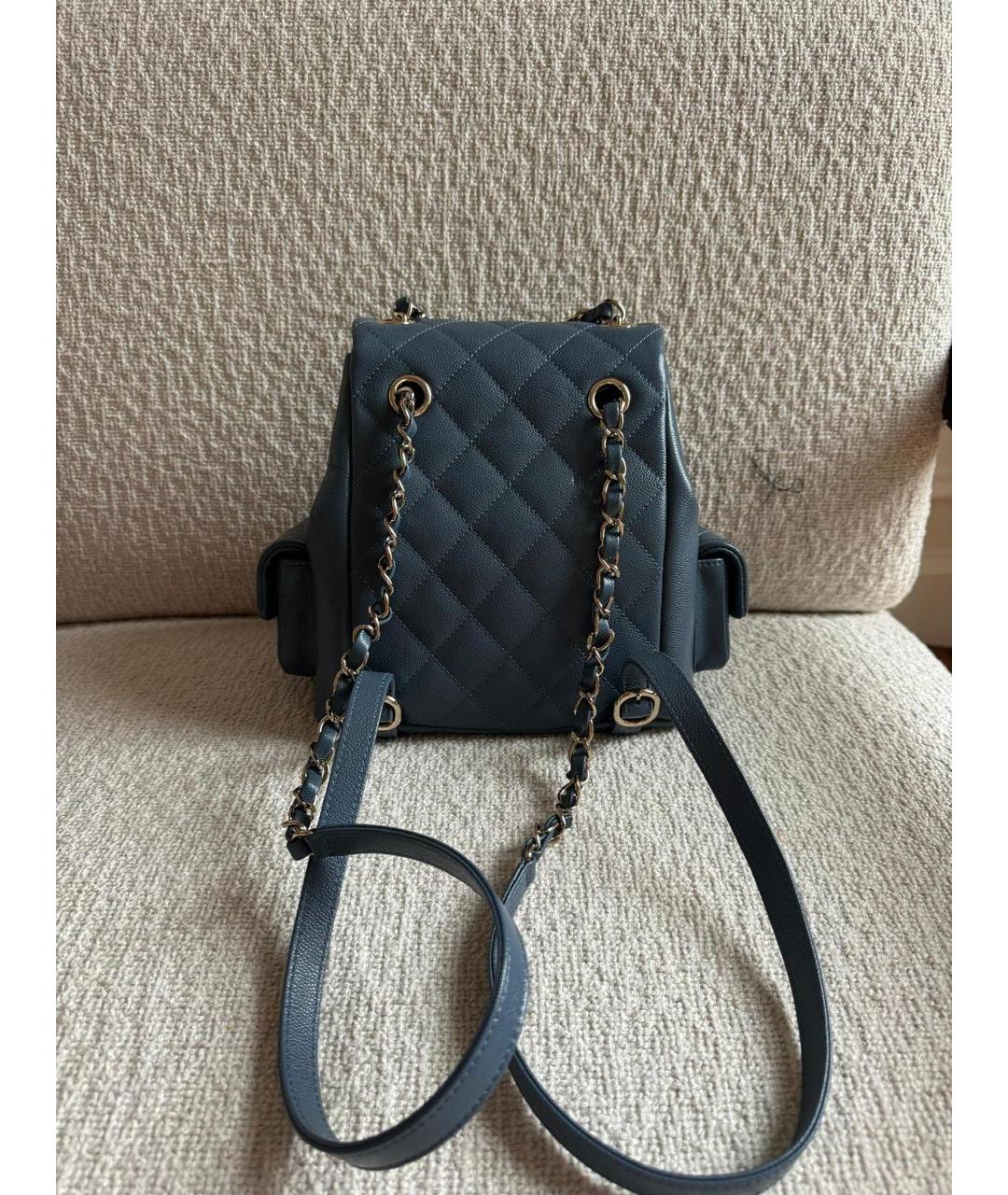 CHANEL Голубая кожаная сумка через плечо, фото 3