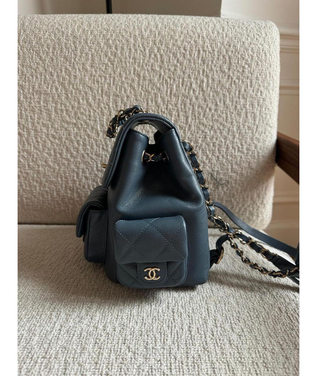 CHANEL Голубая кожаная сумка через плечо, фото 5
