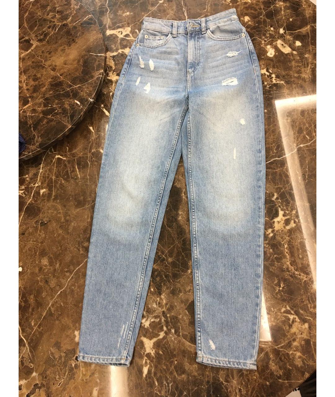 EMPORIO ARMANI Голубые хлопковые джинсы слим, фото 8