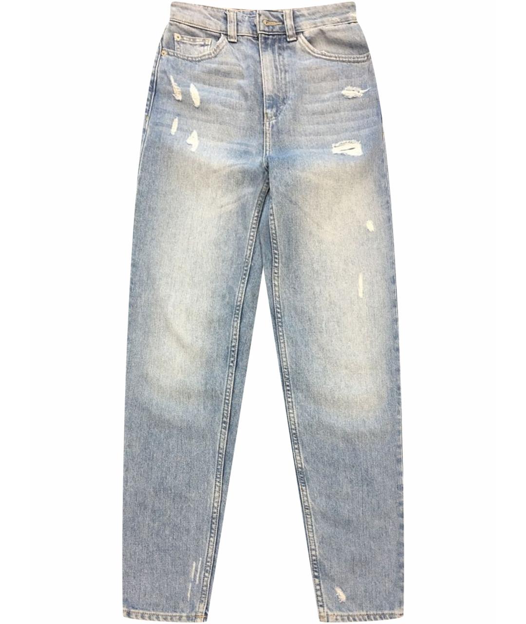 EMPORIO ARMANI Голубые хлопковые джинсы слим, фото 1