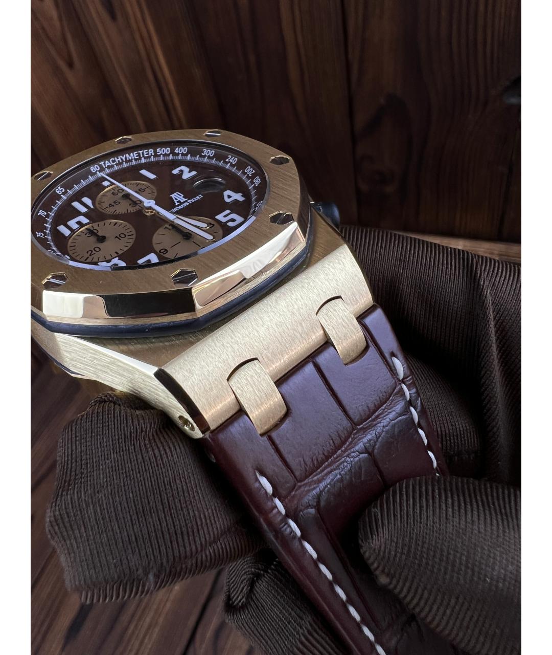 Audemars Piguet Коричневые часы из желтого золота, фото 7