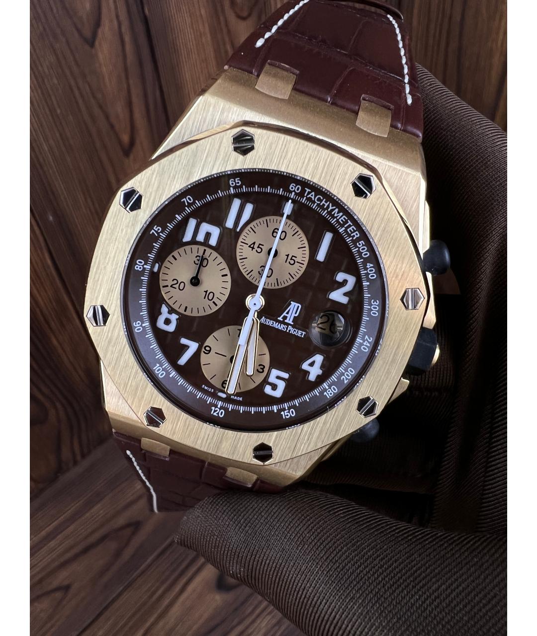 Audemars Piguet Коричневые часы из желтого золота, фото 3