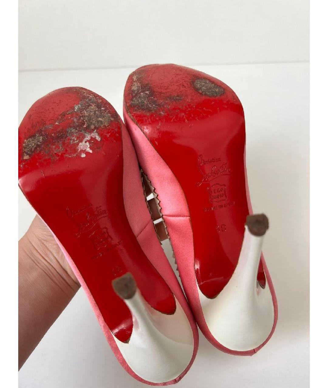CHRISTIAN LOUBOUTIN Розовые текстильные туфли, фото 6