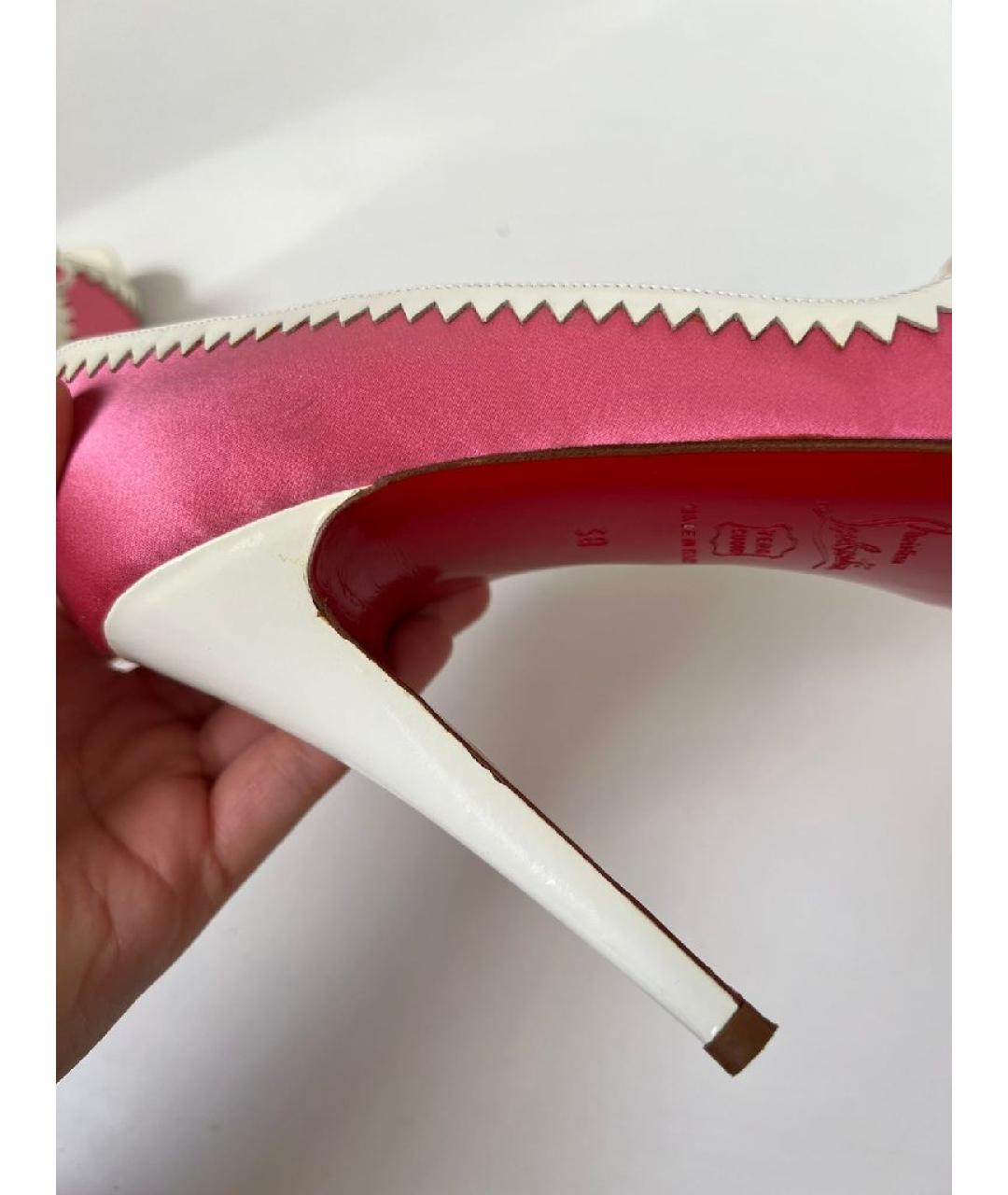 CHRISTIAN LOUBOUTIN Розовые текстильные туфли, фото 8