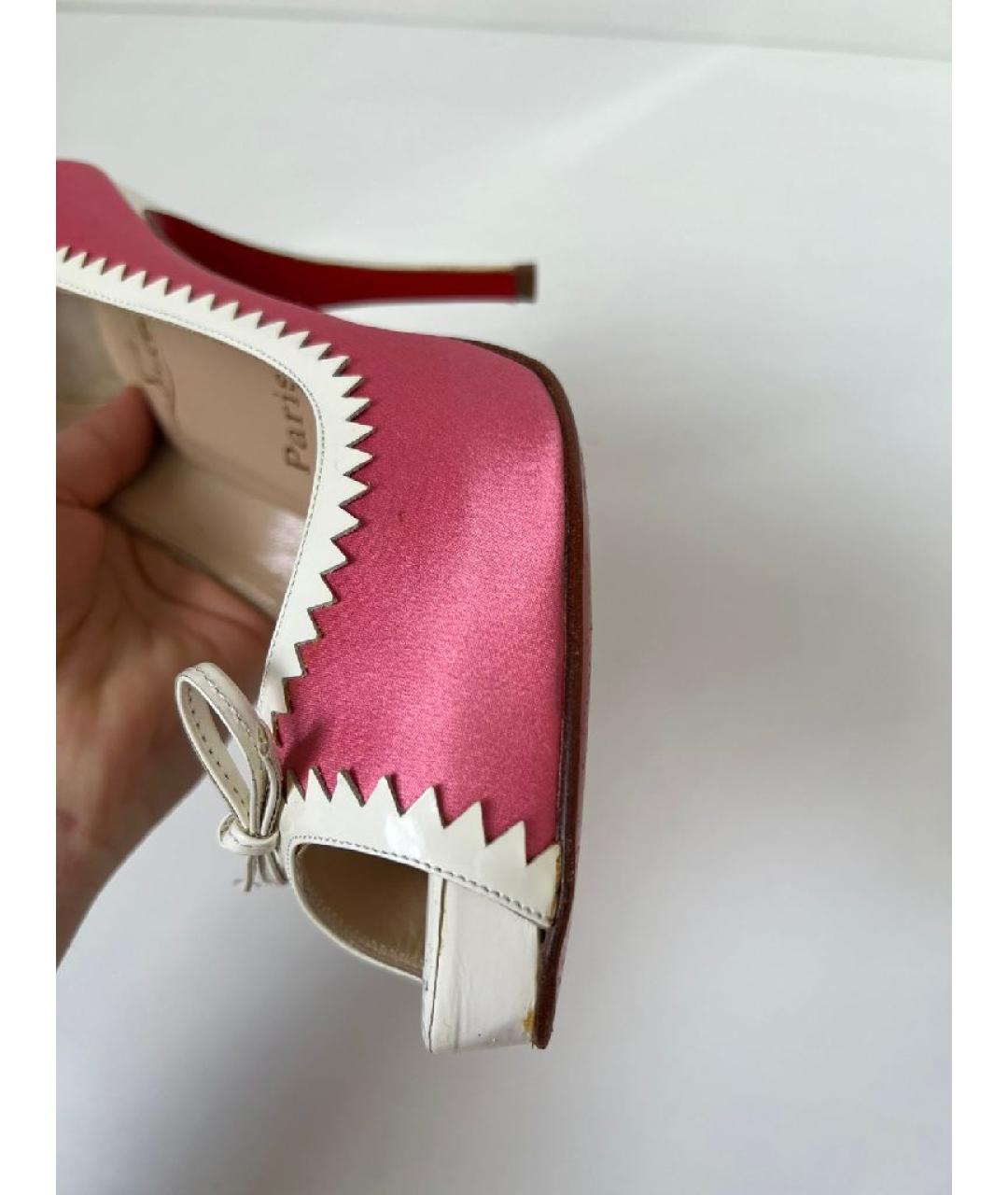 CHRISTIAN LOUBOUTIN Розовые текстильные туфли, фото 9