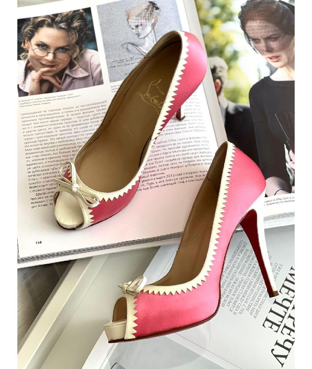 CHRISTIAN LOUBOUTIN Розовые текстильные туфли, фото 10