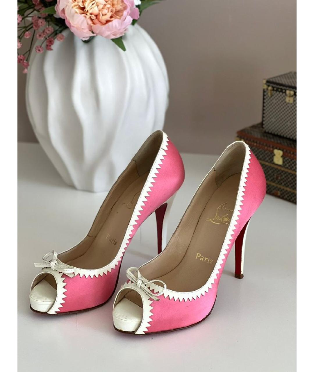 CHRISTIAN LOUBOUTIN Розовые текстильные туфли, фото 2