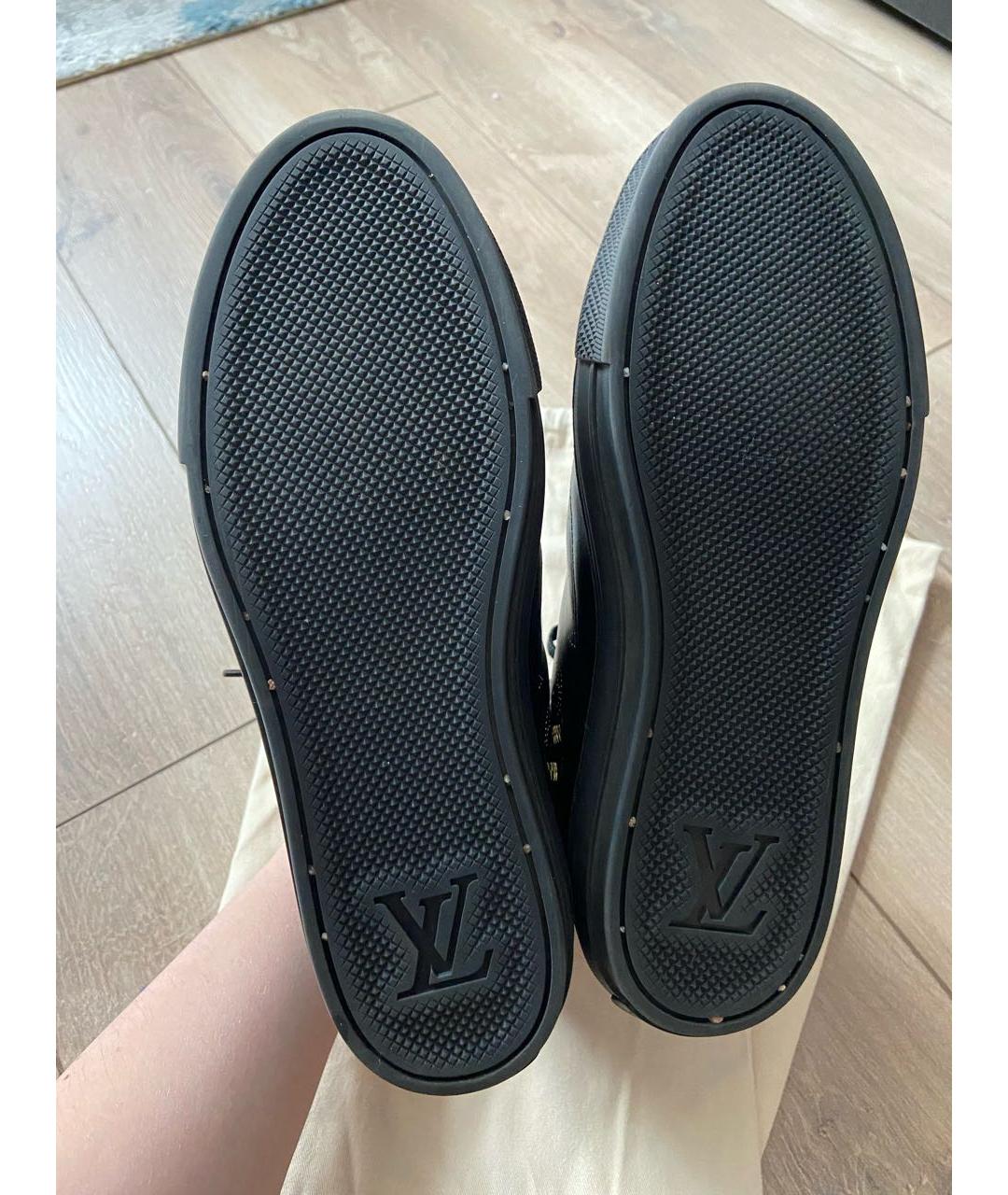 LOUIS VUITTON Черные кожаные кеды, фото 4