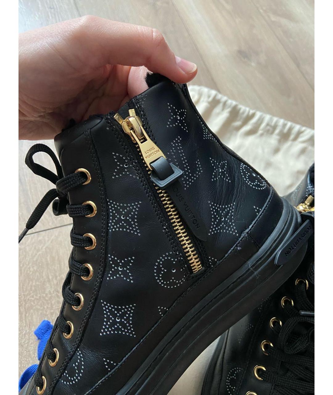 LOUIS VUITTON Черные кожаные кеды, фото 8