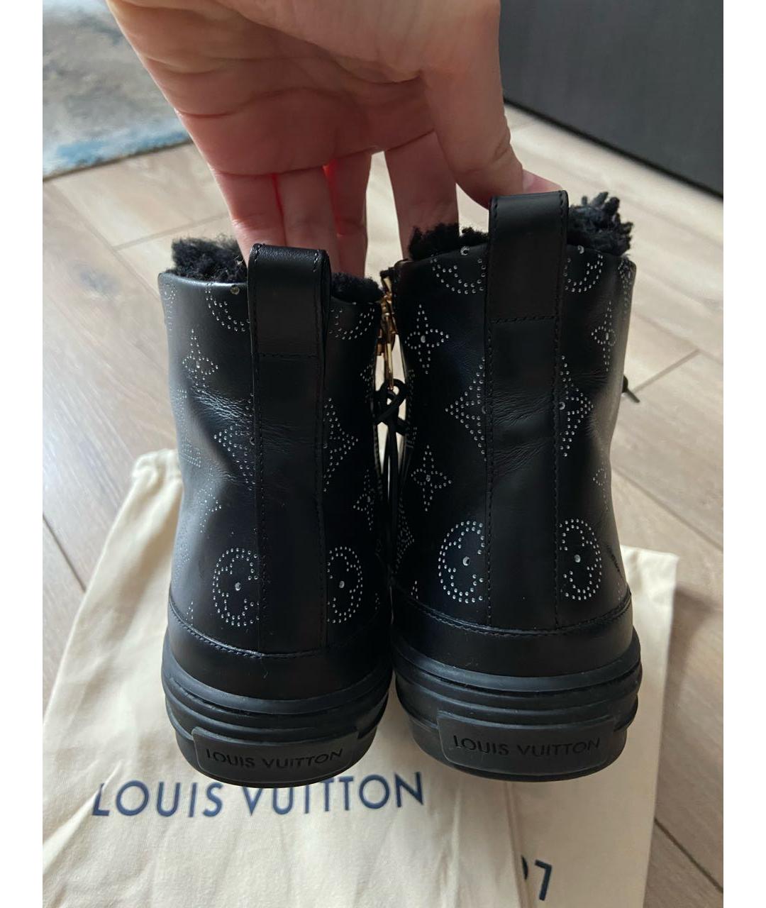LOUIS VUITTON Черные кожаные кеды, фото 3