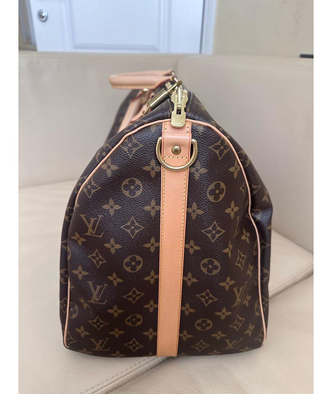 LOUIS VUITTON Коричневая кожаная дорожная/спортивная сумка, фото 5