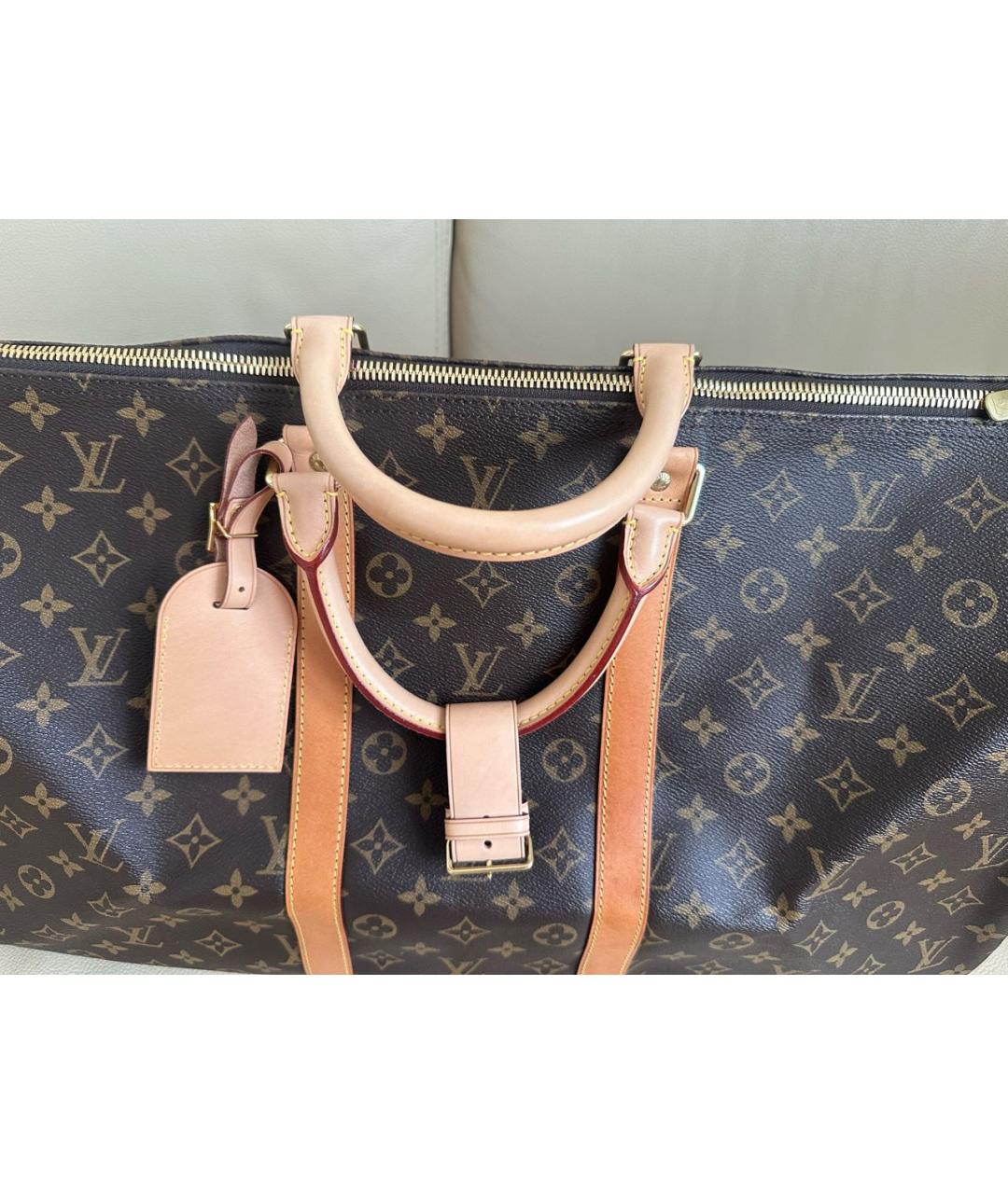 LOUIS VUITTON Коричневая кожаная дорожная/спортивная сумка, фото 6