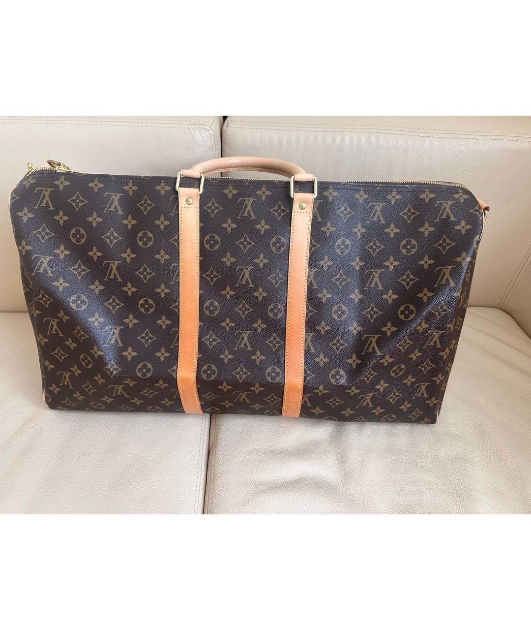 LOUIS VUITTON Коричневая кожаная дорожная/спортивная сумка, фото 3