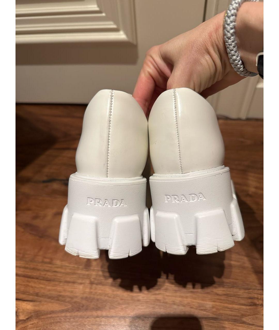 PRADA Белые кожаные брогги и оксфорды, фото 4