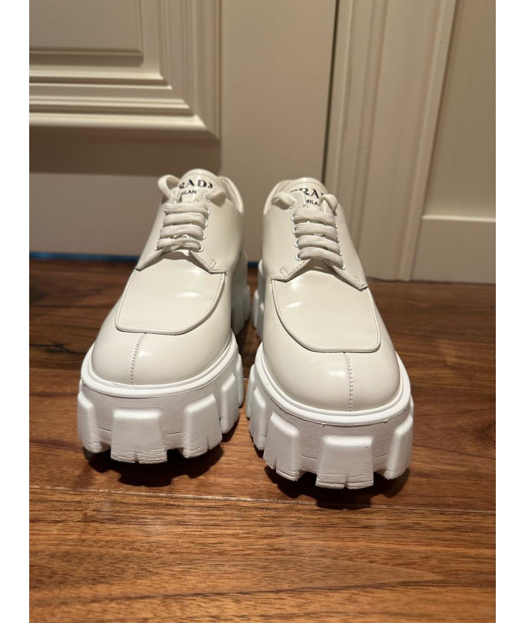 PRADA Белые кожаные брогги и оксфорды, фото 2