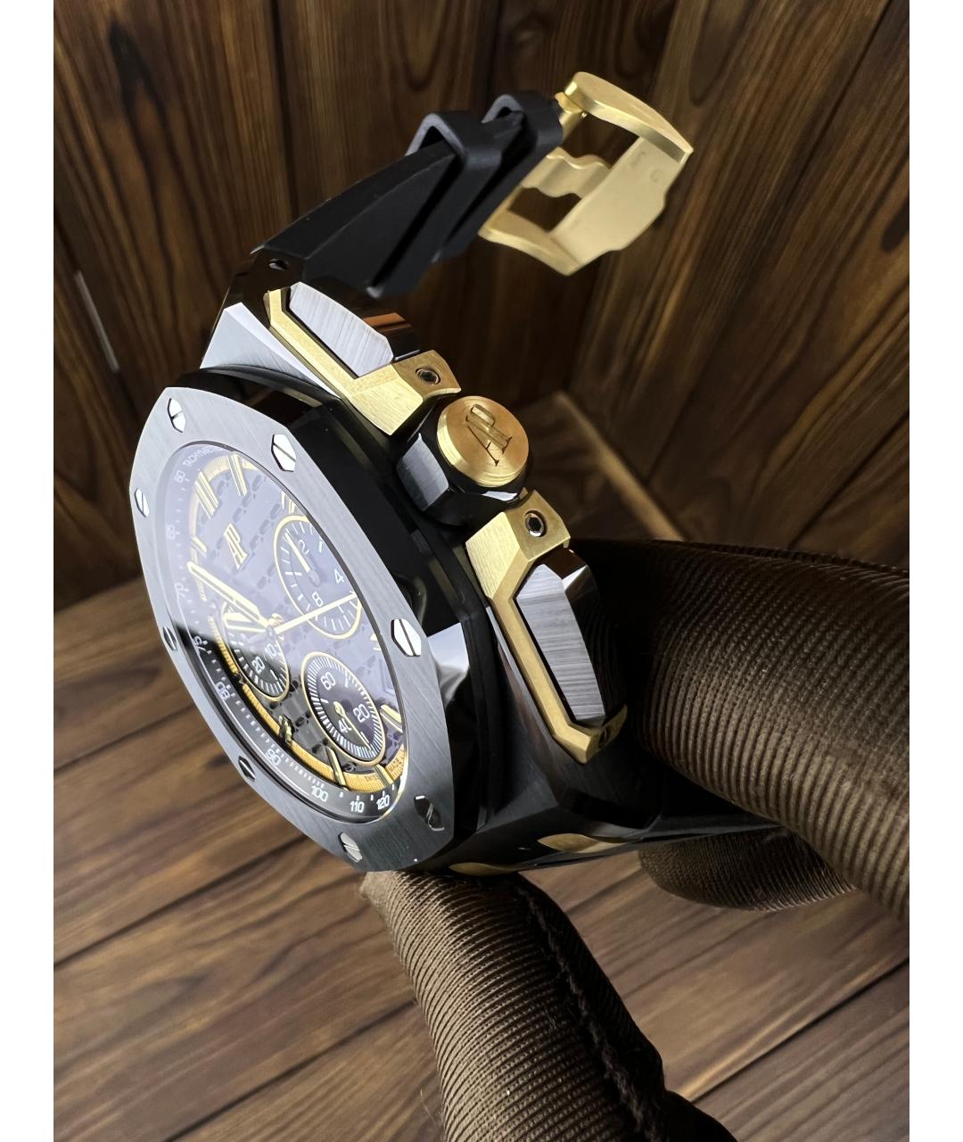 Audemars Piguet Черные часы из желтого золота, фото 4