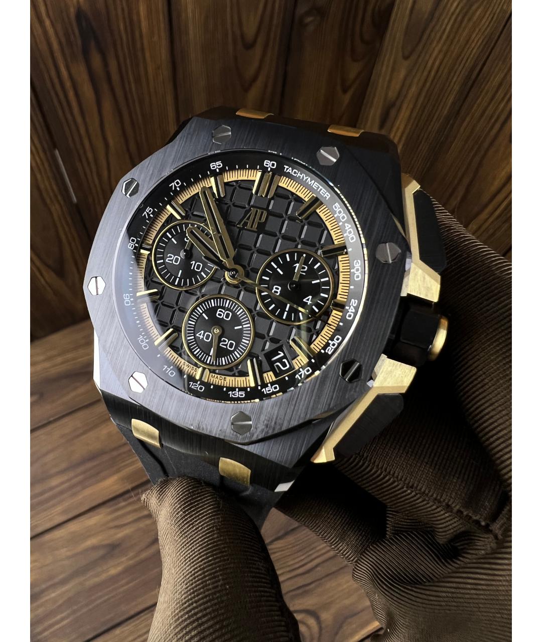 Audemars Piguet Черные часы из желтого золота, фото 3