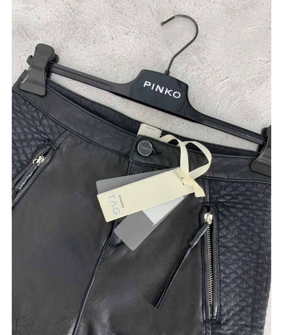 PINKO Черные кожаные шорты, фото 3