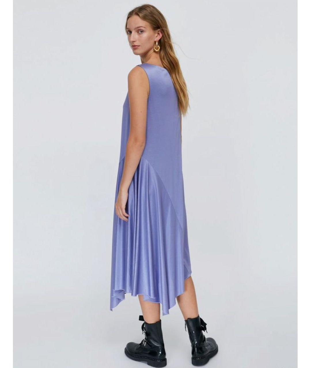 MAX MARA Голубое вискозное повседневное платье, фото 2