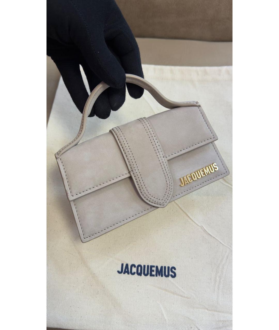 JACQUEMUS Бежевая замшевая сумка через плечо, фото 7