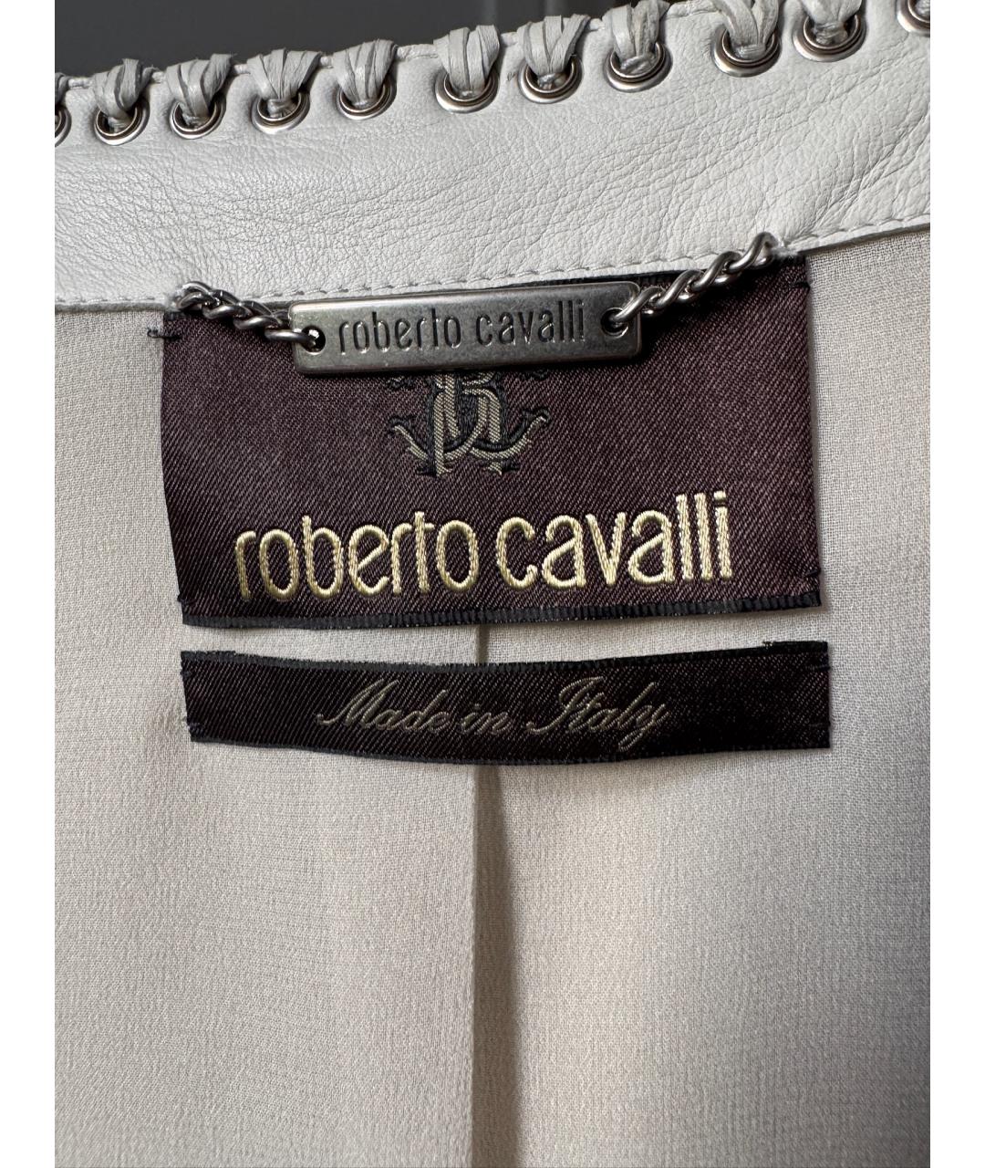 ROBERTO CAVALLI Серая кожаная куртка, фото 8
