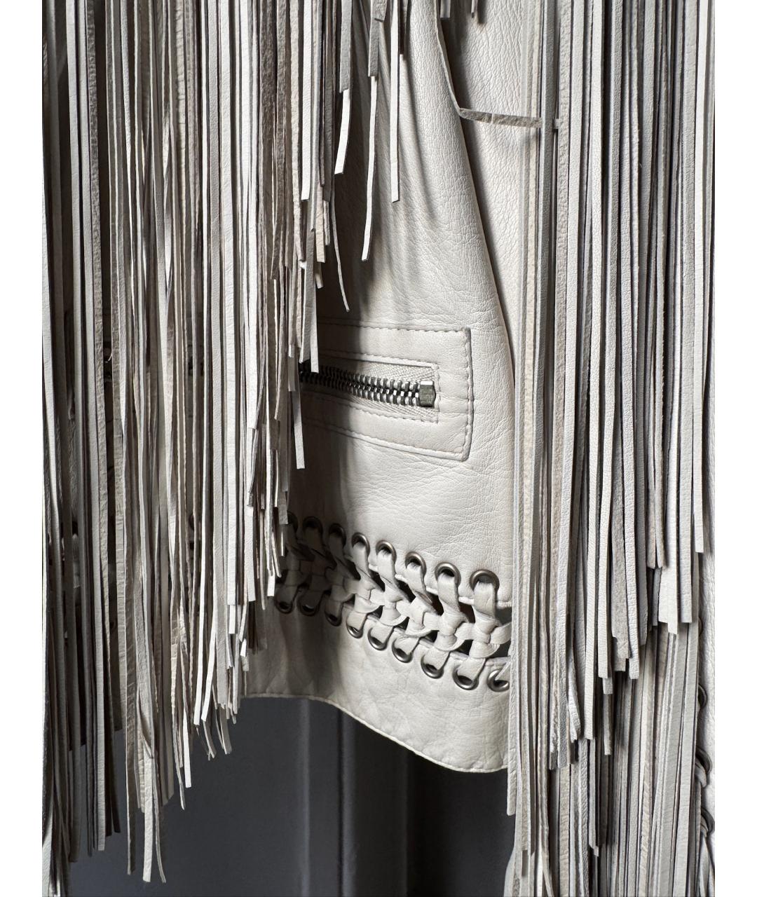 ROBERTO CAVALLI Серая кожаная куртка, фото 4