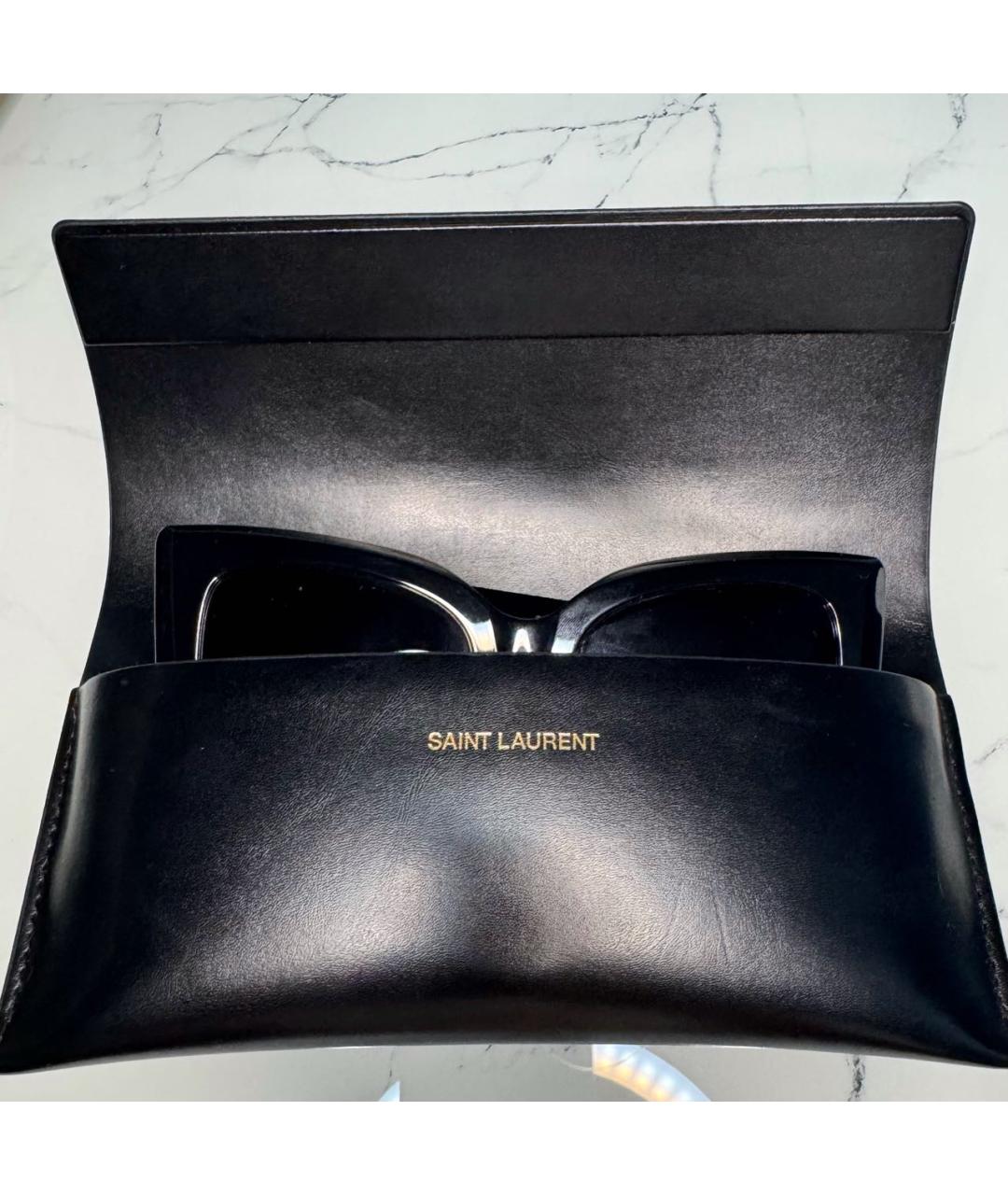 SAINT LAURENT Черные пластиковые солнцезащитные очки, фото 3