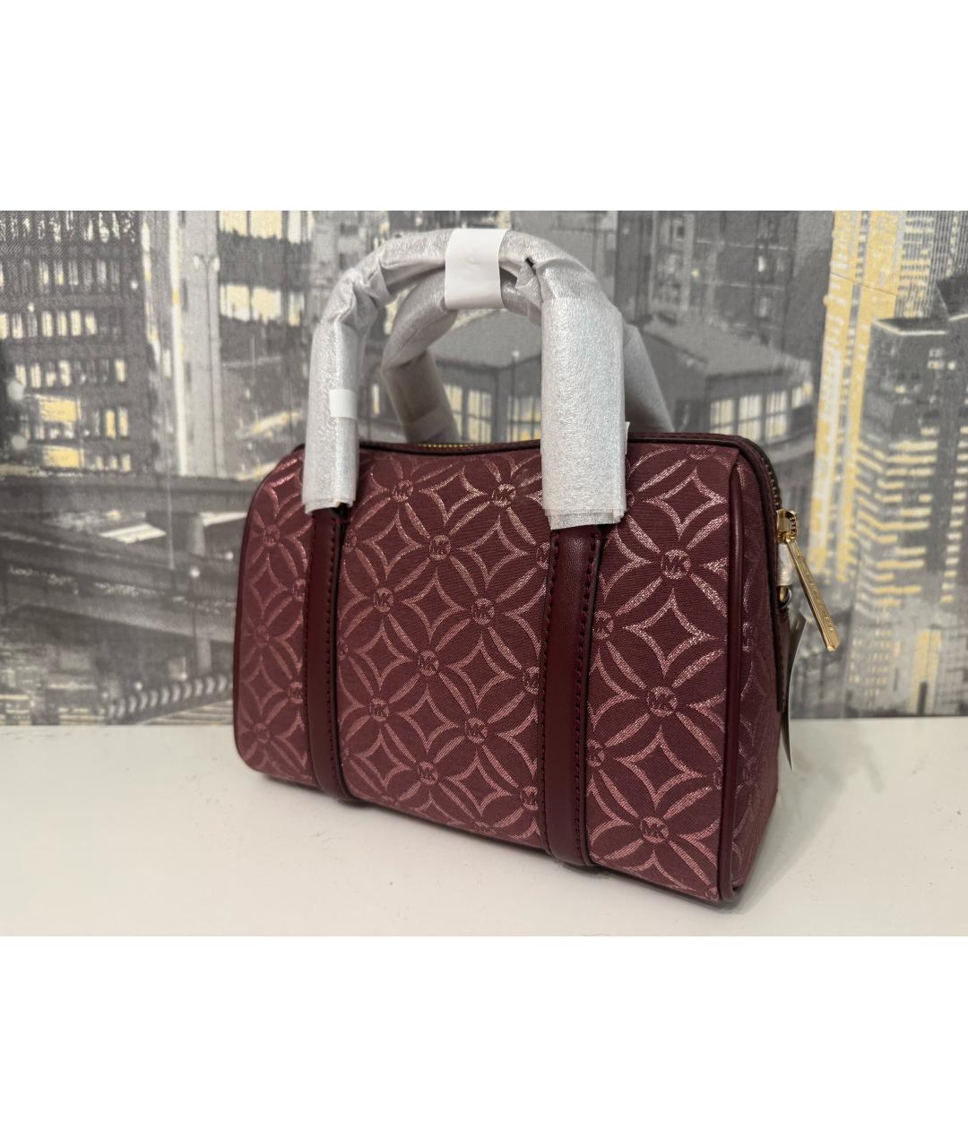 MICHAEL KORS Бордовая жаккардовая сумка с короткими ручками, фото 2