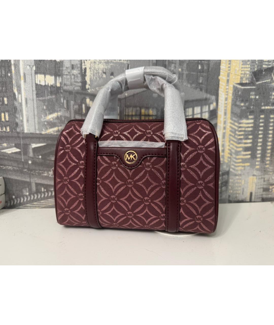 MICHAEL KORS Бордовая жаккардовая сумка с короткими ручками, фото 7