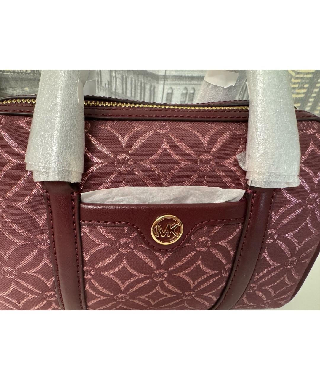 MICHAEL KORS Бордовая жаккардовая сумка с короткими ручками, фото 3