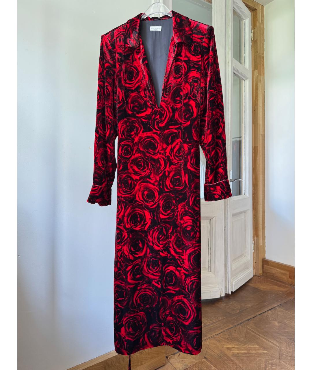 DRIES VAN NOTEN Бордовое вискозное вечернее платье, фото 10