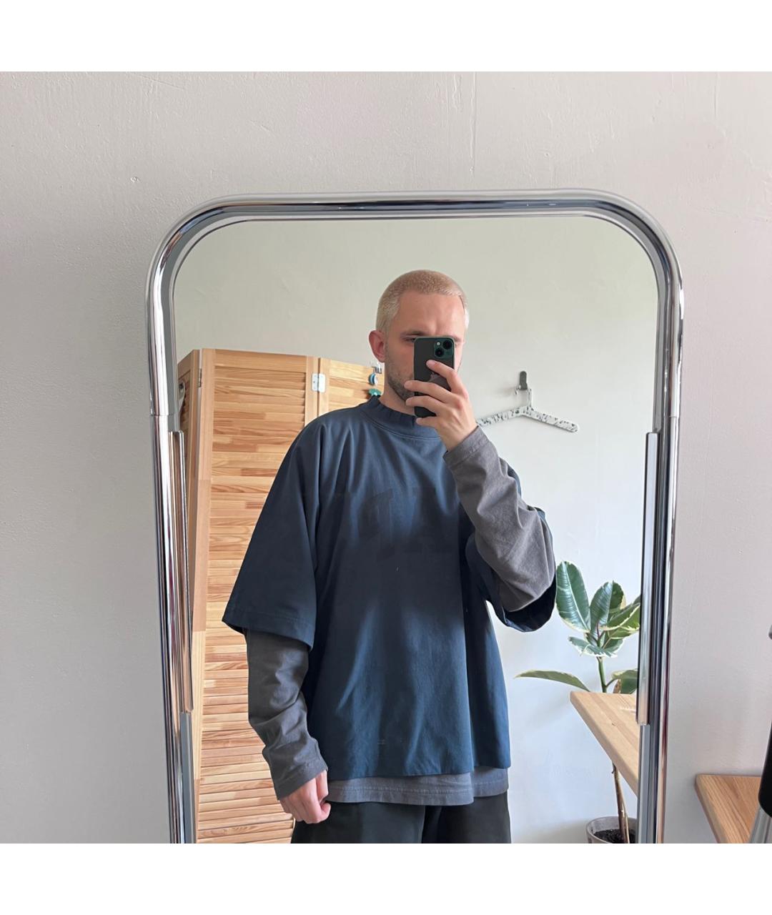 YEEZY Темно-синяя хлопковая футболка, фото 8