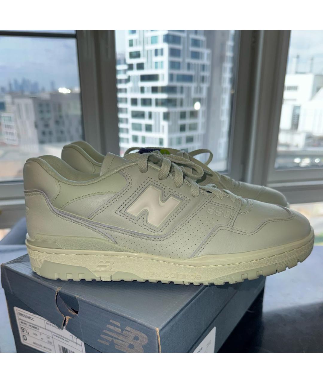 NEW BALANCE Зеленые кожаные низкие кроссовки / кеды, фото 9